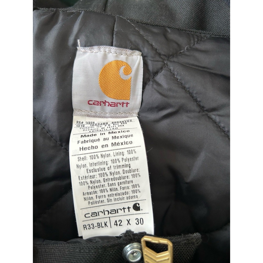 Carhartt Men's Extreme Yukon Arctic Quilt Insulated Bib Overalls R33-Black 42x30 - Picture 6 of 6